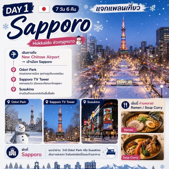 🇯🇵❄️ แจกแพลนเที่ยว Hokkaido ช่วงฤดูหนาว 7 วัน 6 คืน ☃️