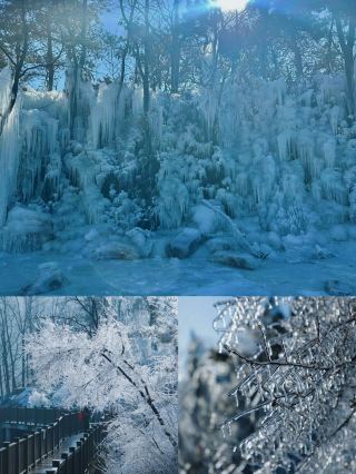 Must-see! A guide to the dreamy winter ice waterfalls in Yunmeng Scenic Area. 