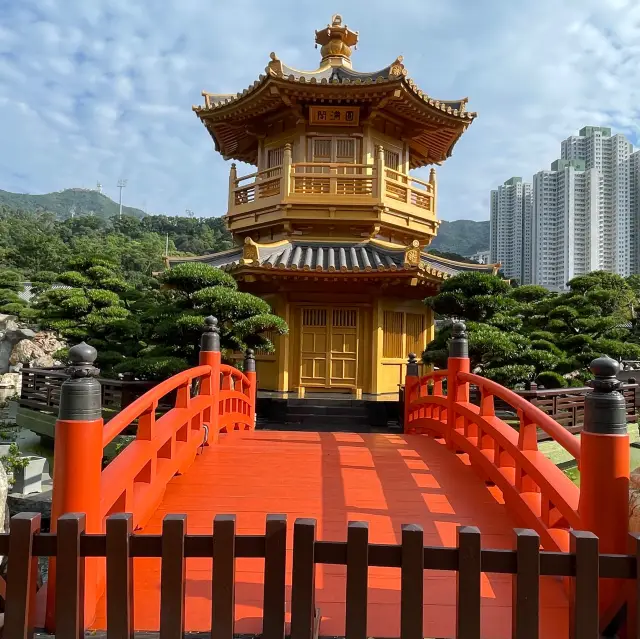 Beautiful golden temple in Hong Kong 