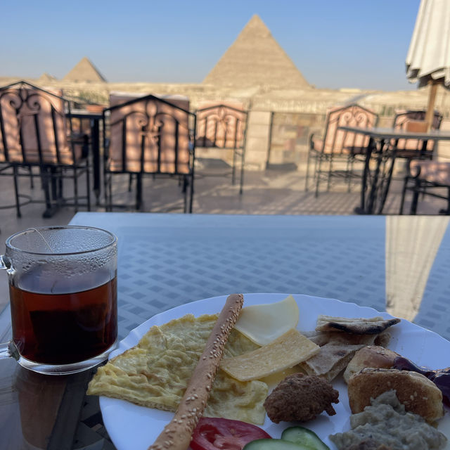 A hotel with a grand view of the ancient pyramids 