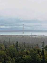 Amazing views of the Mackinac Bridge from the top of Curio Fair