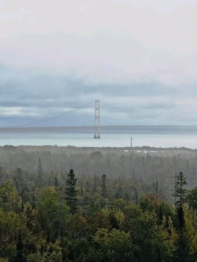Amazing views of the Mackinac Bridge from the top of Curio Fair