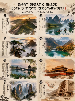 Instantly captivated! Experience eight iconic Chinese landscapes showcasing the beauty of the motherland