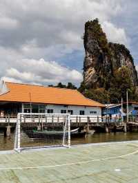 An incredible football field on the water