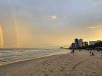 베트남 다낭 미케비치의 아름다운 일몰