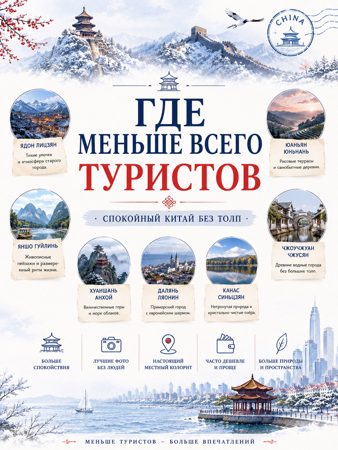 🇨🇳 Где в Китае меньше всего туристов