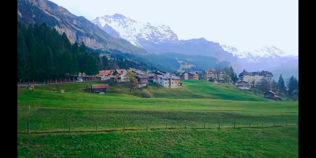 Swiss town of Wengen scenery