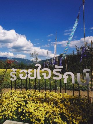 ตลาดร้อยใจรักษ์ จุดแวะพักรถที่มีสวนสวย