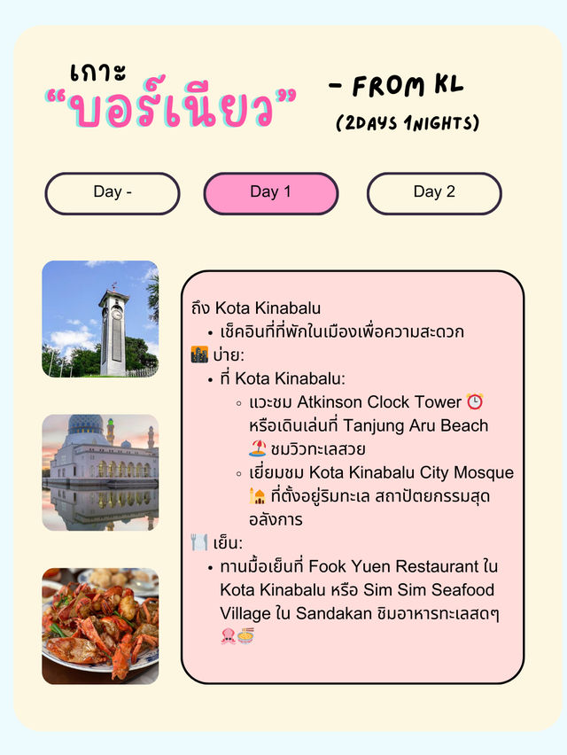🌴 แจกแพลนเที่ยวเกาะบอร์เนียว 🇲🇾 2 วัน 1 คืน 