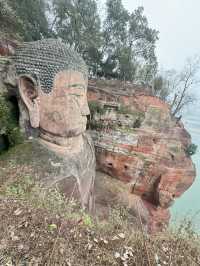 Awe-inspiring Buddha statue. The Leshan Giant Buddha is a 71-metre tall stone statue