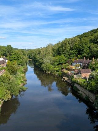 The Iron Bridge and Ironbridge Town Centre at Telford of Shropshire