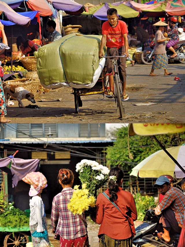 Another kind of surprise on the journey: check-in at the Mandalay market in Myanmar.