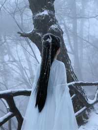 沒錯,下雪後的太行山加上白色穿搭就跟武俠片是一樣的感覺