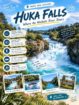 🇳🇿 Huka Falls | Where the Waikato River Roars 🌊💙