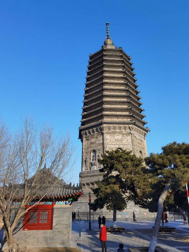 公園裡有遼塔有寺廟還有木化石