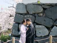 在福岡舞鶴公園拍攝櫻花🌸和服👘情侶照～