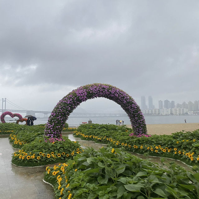 Amazing beach in rainy weather 
