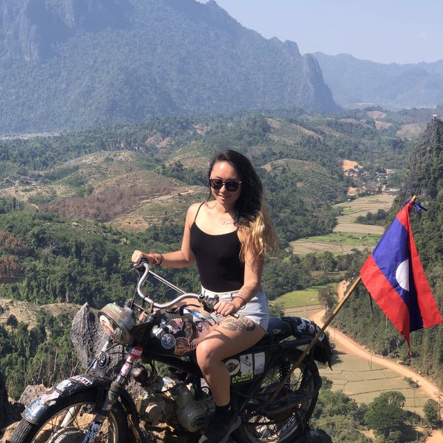 the famous viewpoint with a motorcycle 