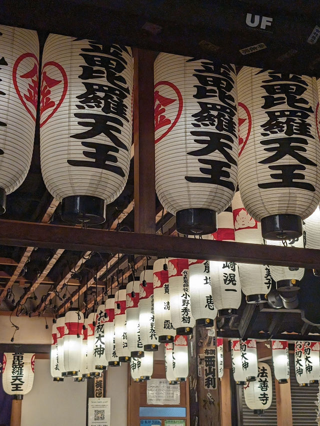 Dotonbori Street with neon light and food 