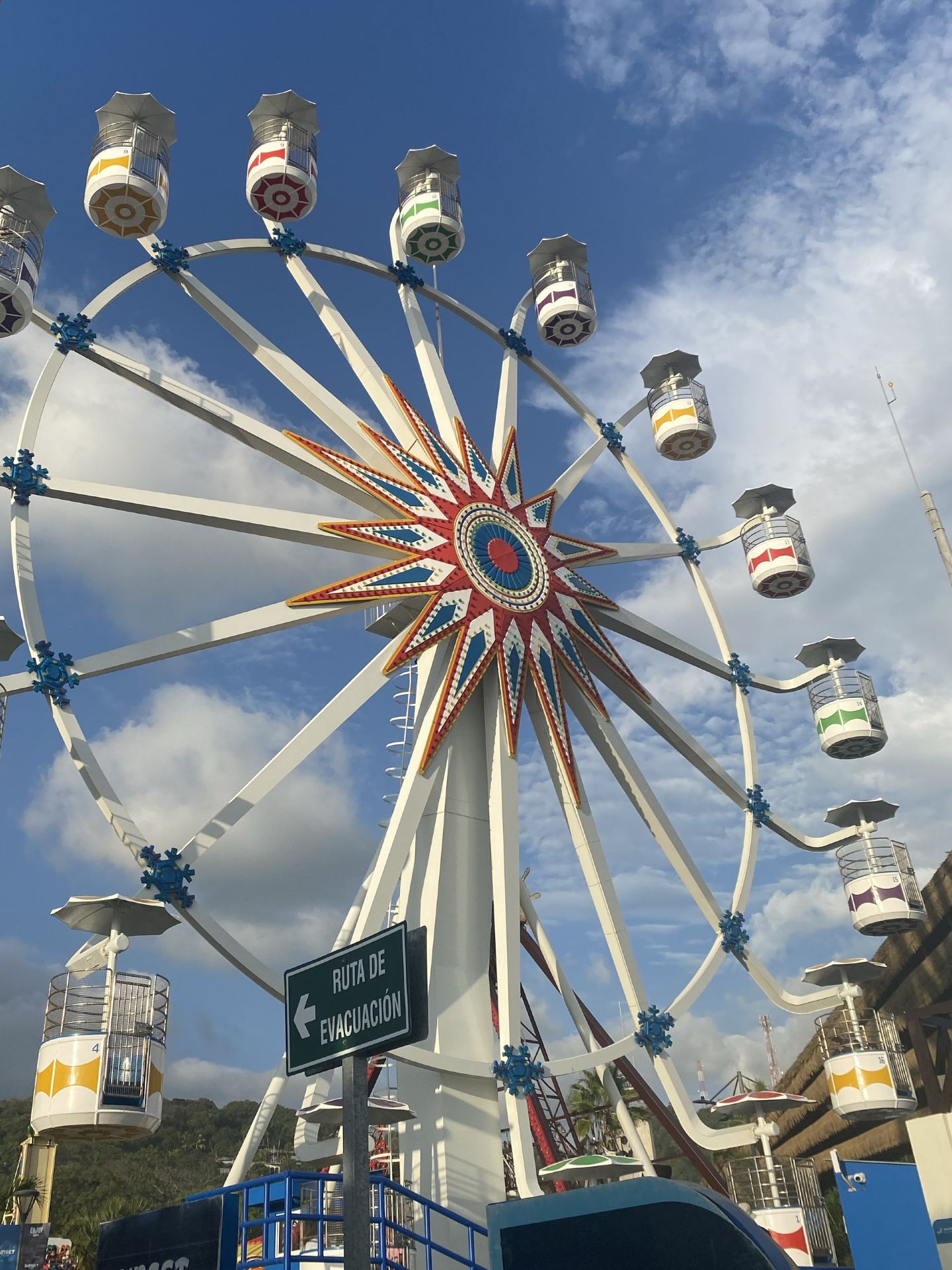 Amusement park right next to a surfing beach