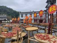 Sun-Drying Harvest Scenery in Jiangwan Ancient Town