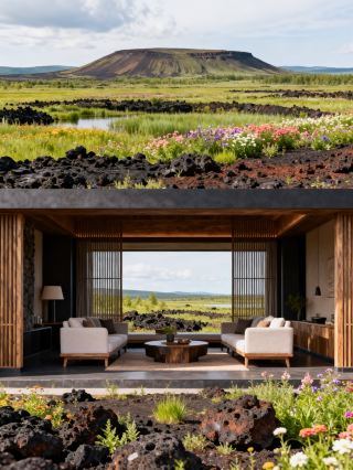 端午の火山秘境、黒い岩海に咲くアイリスの花畑の奇遇
