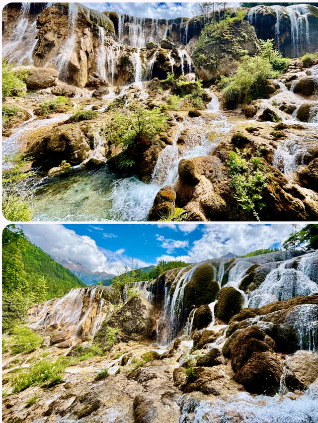 【四川】九寨溝之珍珠灘、珍珠灘瀑布：流水四濺，猶如大珠小珠落玉盤