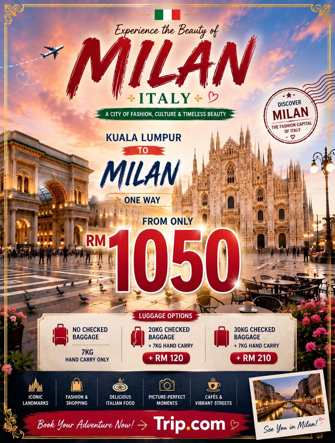 🇮🇹 意大利米蘭 — 單程機票由 RM1,050 起 ✈️