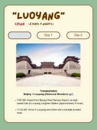 Luoyang itinerary for 2 day trip