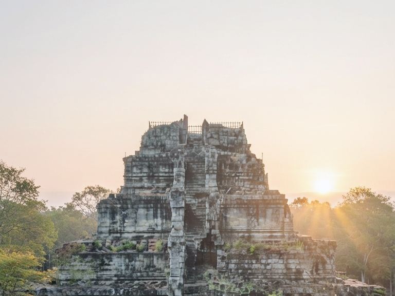 แสงแรกแห่งรุ่งอรุณ ณ ปราสาทเกาะเกอร์