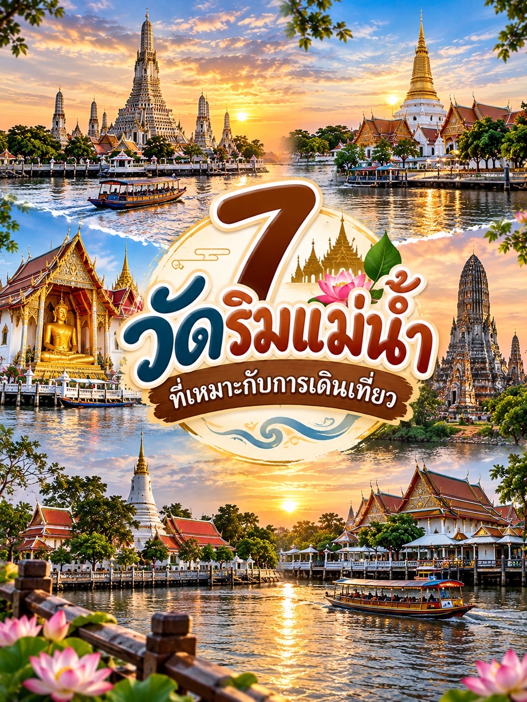 🛕🌅 7 temples along the river perfect for walking tours, admiring beautiful architecture and experiencing the charm of riverside life.