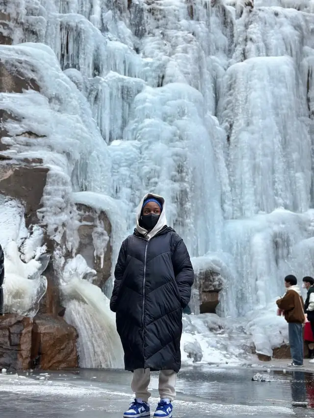 Stand on Frozen Waterfalls of Qingdao
