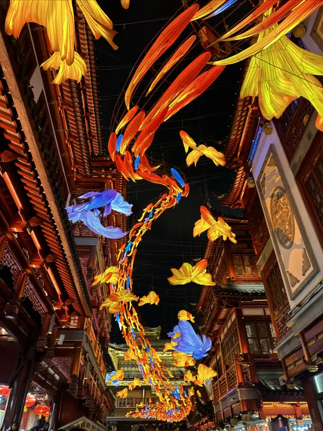The Yuyuan Garden is fully lit, please keep the guide!