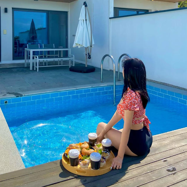 바베큐와 개인 풀장이 있는 통영 스위치펜션💦