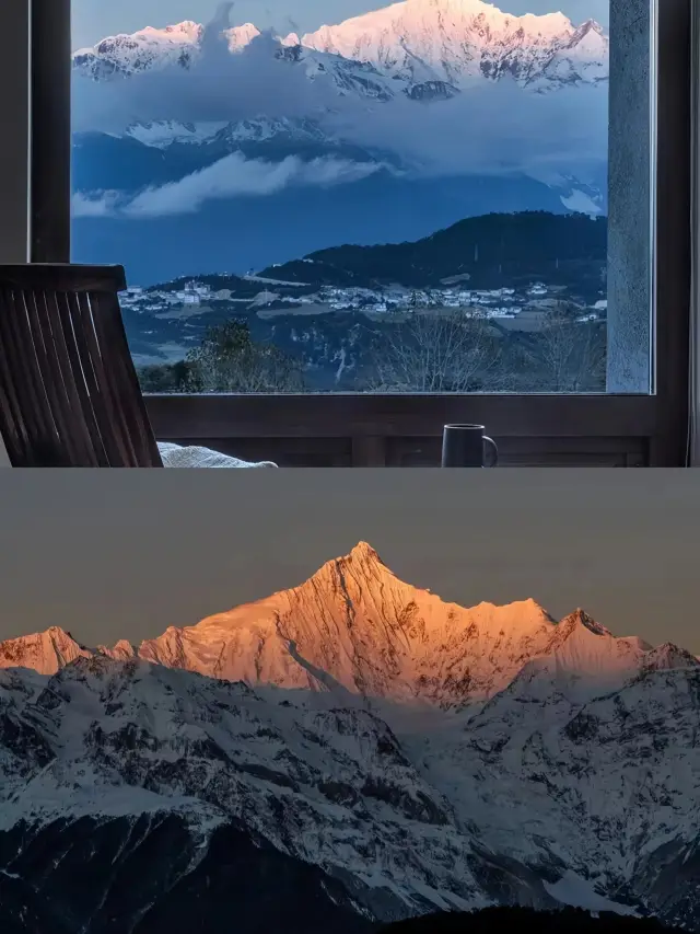躺在床上看日照金山|梅里雪山最美的設計酒店！！