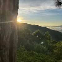 Misty town with Mount Kinabalu view