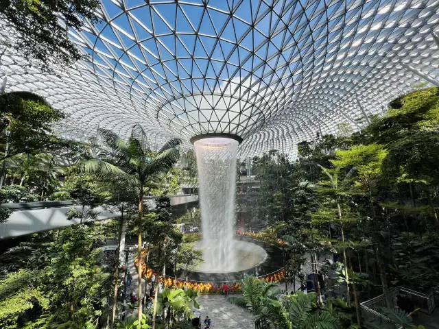 「星耀樟宜」：40米大瀑布，新加坡第一印象！