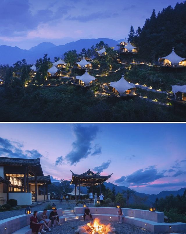 直面360°梯田秋色！入住麗水超仙的野奢帳篷。