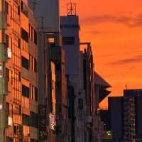 우와! 오사카 첫날에 이런 석양을 보다니… 심지어 폭우 뒤에! 🌅