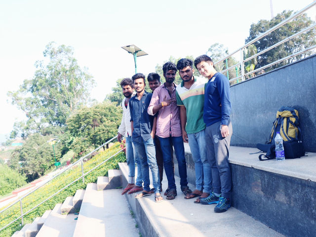 Toy train with Indian friends in Coorg, India