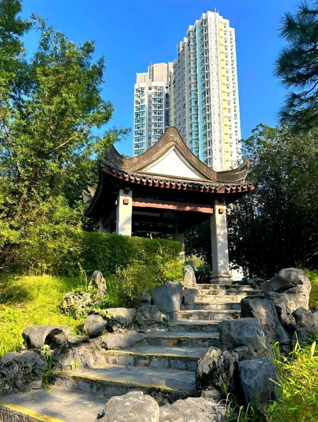 Mountain View Pavilion: Framed Serenity in Kowloon Walled City Park Mountain View Pavilion: Framed Serenity in Kowloon Walled City Park