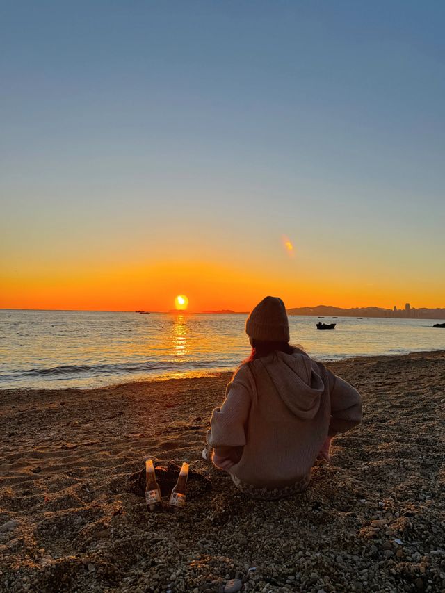 浪漫的氛圍感海邊日落答應我!!!