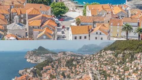 Lái xe dọc theo bờ biển Adriatic, chiêm ngưỡng những thành phố cổ kính lợp ngói đỏ của Croatia và biển xanh ngắt. — traveler post in Split
