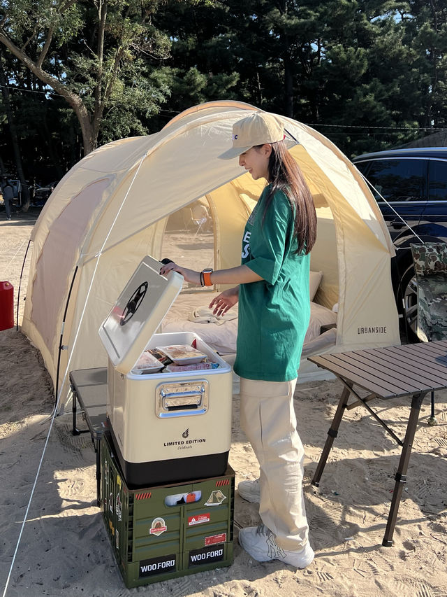 유원지에서 캠핑하고 썰물때 실미도로 건너갈수 있다고!?🏕️