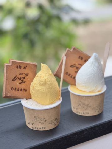 매우 매끄러운 젤라토 ✨ 狛犬가 그려진 귀여운 기와 떡 붙어!