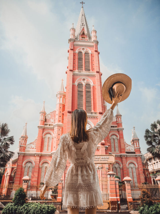 Exploring the Pink Cathedral in Ho Chi Minh City! 🌸⛪️