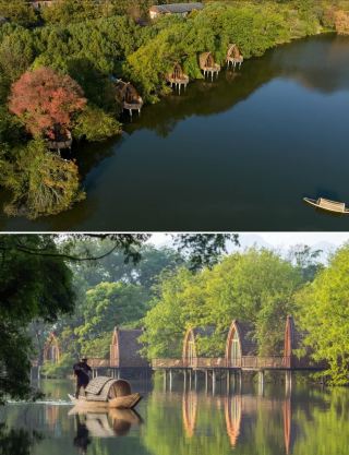 The dream home for fishing enthusiasts! Stay in a houseboat villa by the Fuchun River