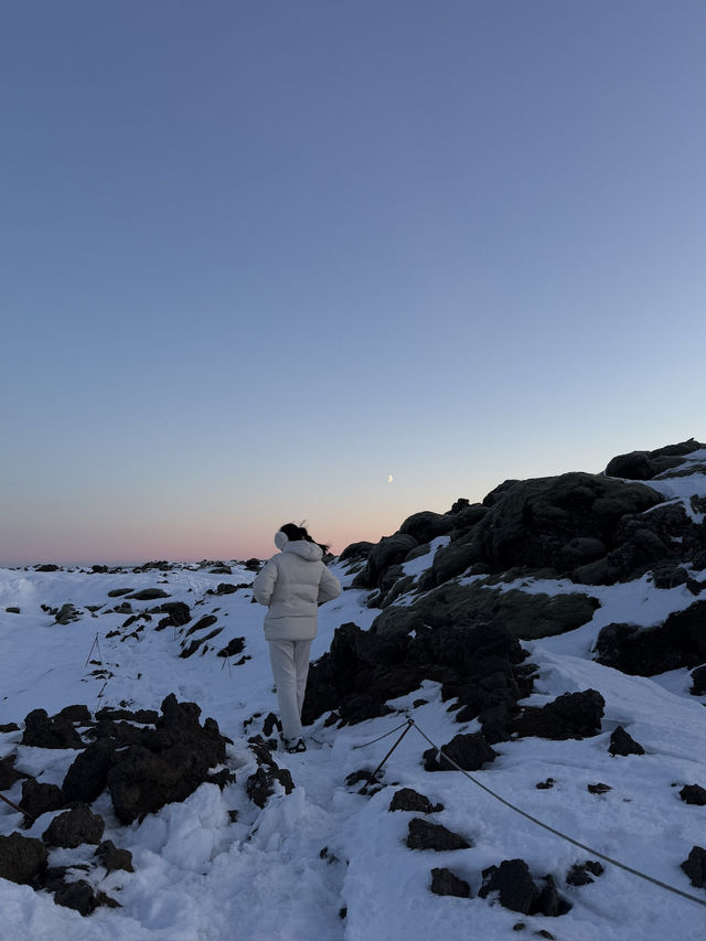 Moss-covered lava field dressed in winter ❄️