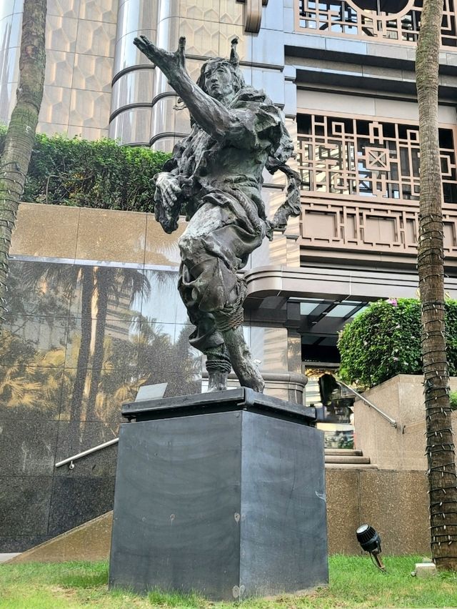 Heroic sculptures at ATLAS bar