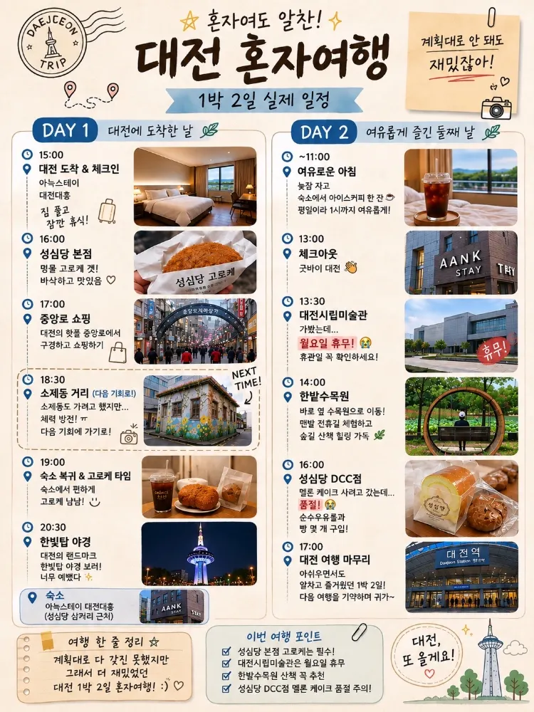 혼자여도 알찬 대전여행 1박 2일 코스 